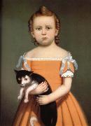 William Thompson Bartoll Gril and Cat France oil painting reproduction